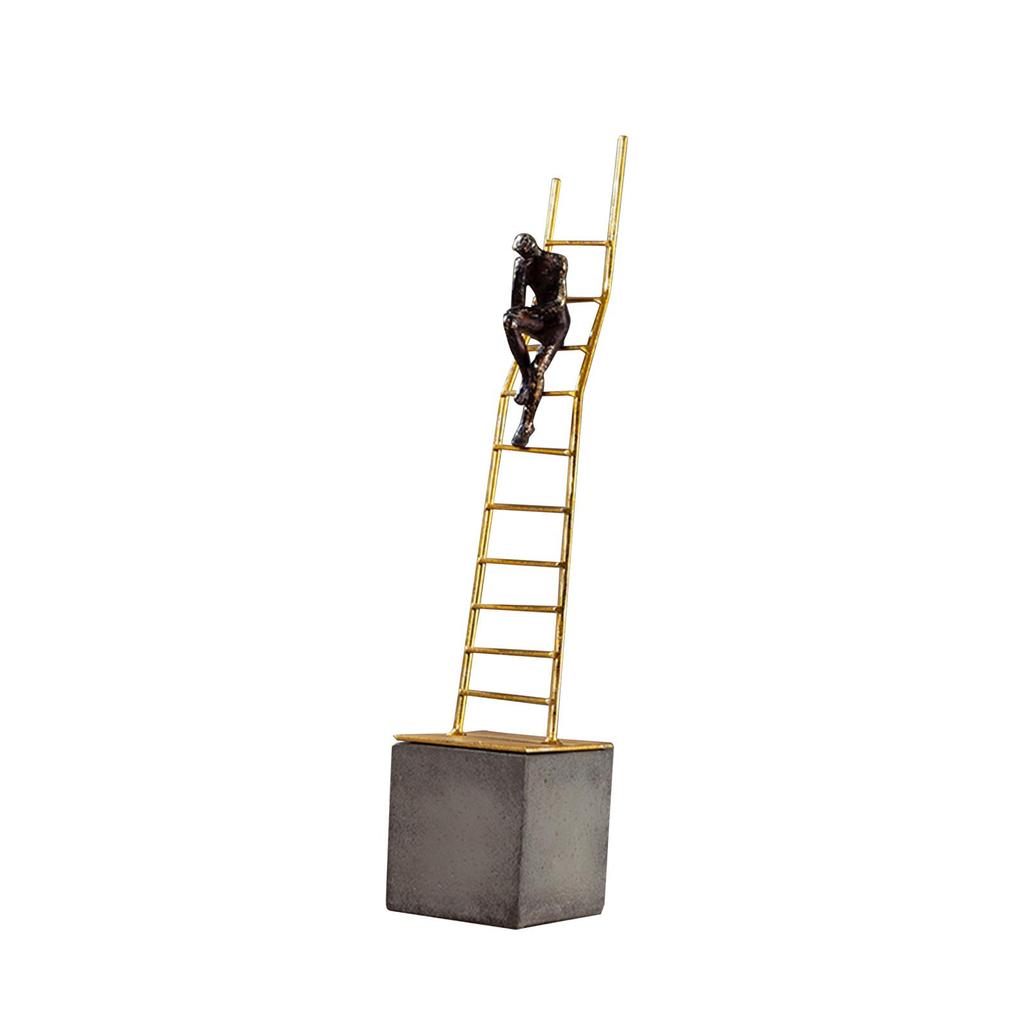 Abstract Sculpture Thinking Statue Stairs Thinker Creative Statue Decoration for Table Desktop Living Room Study Birthday Gift