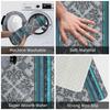 Teal, Aqua and Grey Vintage Bohemian Wallpaper Anti-slip Doormat Floor Mat for Kitchen Entrance Home Living room Footpad Mats