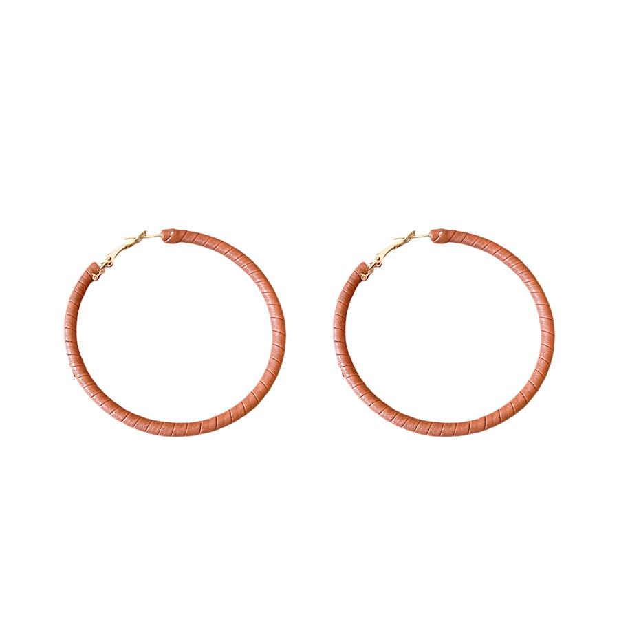 Silver Needle Leather Wrapped Round Earrings Fashion Commuter Simple Earrings Niche Premium Temperament Earrings Women