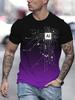 Men's AI Circuit Board 3D Printed T-shirt Gradient Design Fashionable Round Neck Top Summer Casual Daily Short Sleeved Street Wear