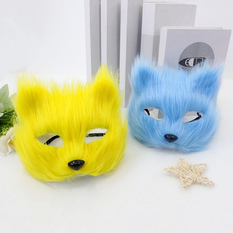 Foxes Costumes Cosplay Foxes Mask Cats Half Face Mask Foxes Tail Set Halloween Animal Fancy Costume Accessories Kit