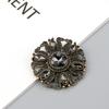 Vintage Gold Color Gray Crystal Round Bohemia Brooch For Women Jewelry Retro