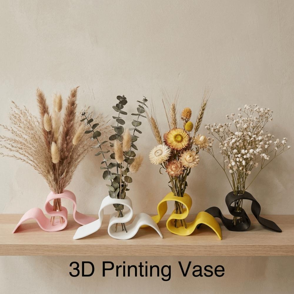 INS 3D Printing Vase Modern Plant Container Gift Wave Shape Flower Holder  Home Decor