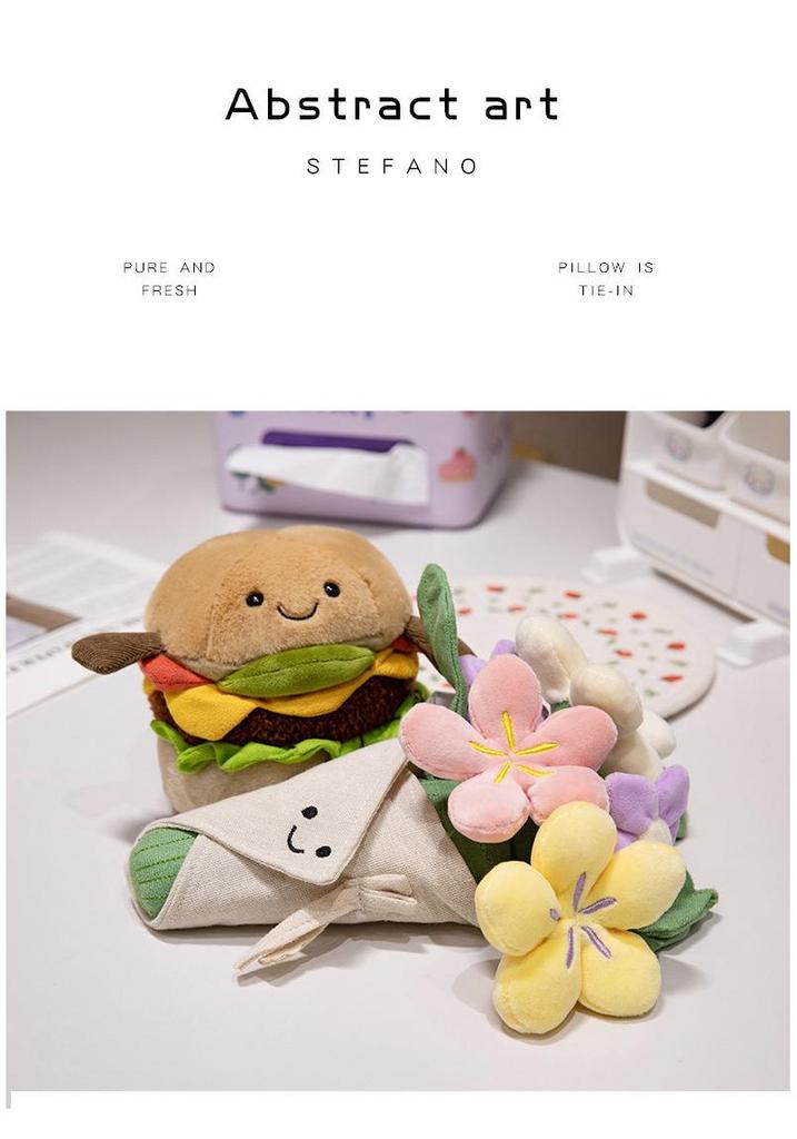 Jelly Burger Plush Toy Bouquet - Creative Gift for Proposals, Couples, and Decorations.