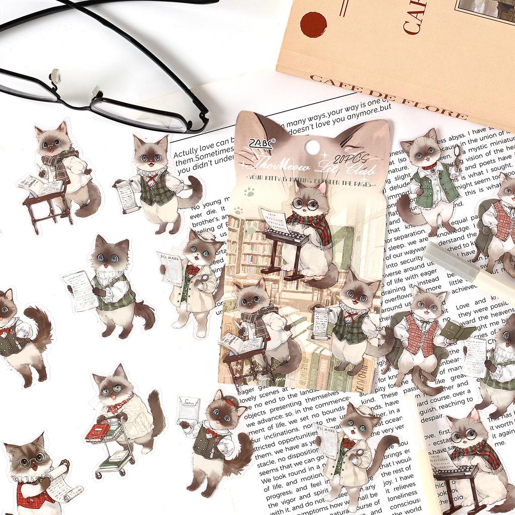 20/120pcs Cute Claw Club Series Kawaii Ins Cartoon Cat PET Stickers Creative Handbook Scrapbooking DIY Material Stickers