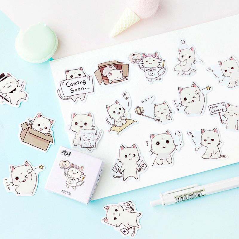 45 sztuk/paczka Kawaii naklejki DIY Cute Cartoon piękny kot naklejka do dekoracji pamiętnika