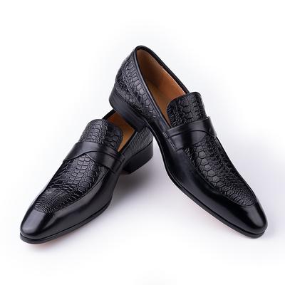 Fashion Genuine Leather Shoes For Men Dress British Business Party Slip On Black Point Toe Fashion Casual Formal Suit Handmade Men Shoes