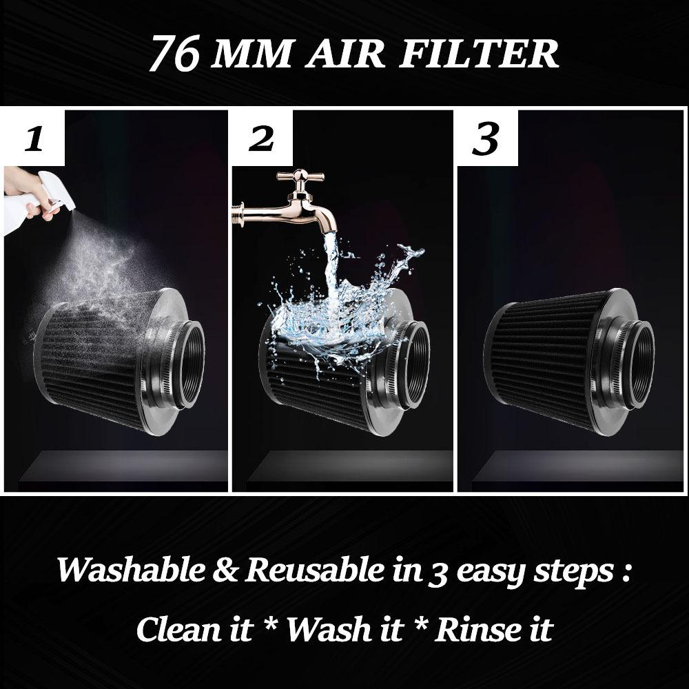 Car Modification Air Filter with High Flow Intake Mushroom Head Mushroom Head Air Filter Car Air Filter 76mm