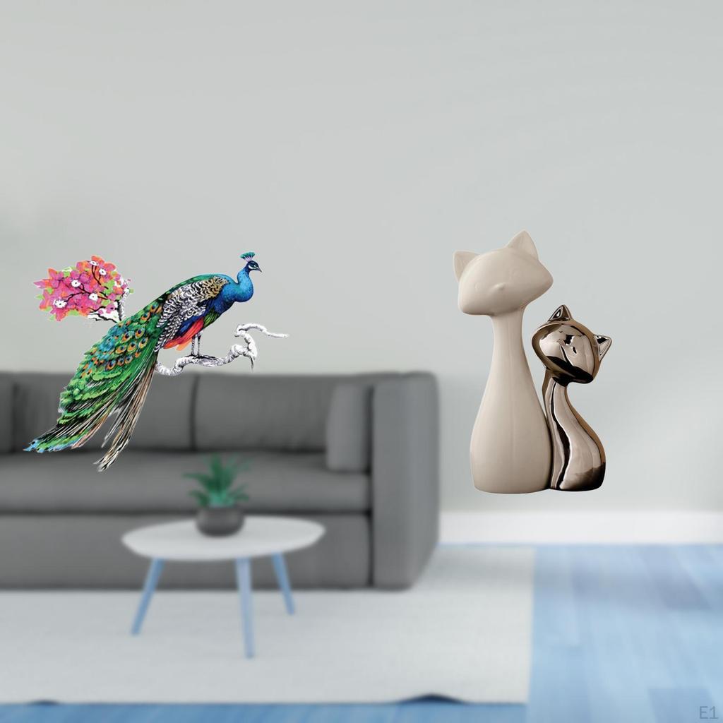 Retro PVC Wall Sticker Cat Statue Ceramic Figurine Crafts Ornament Animal Sculpture Decorative