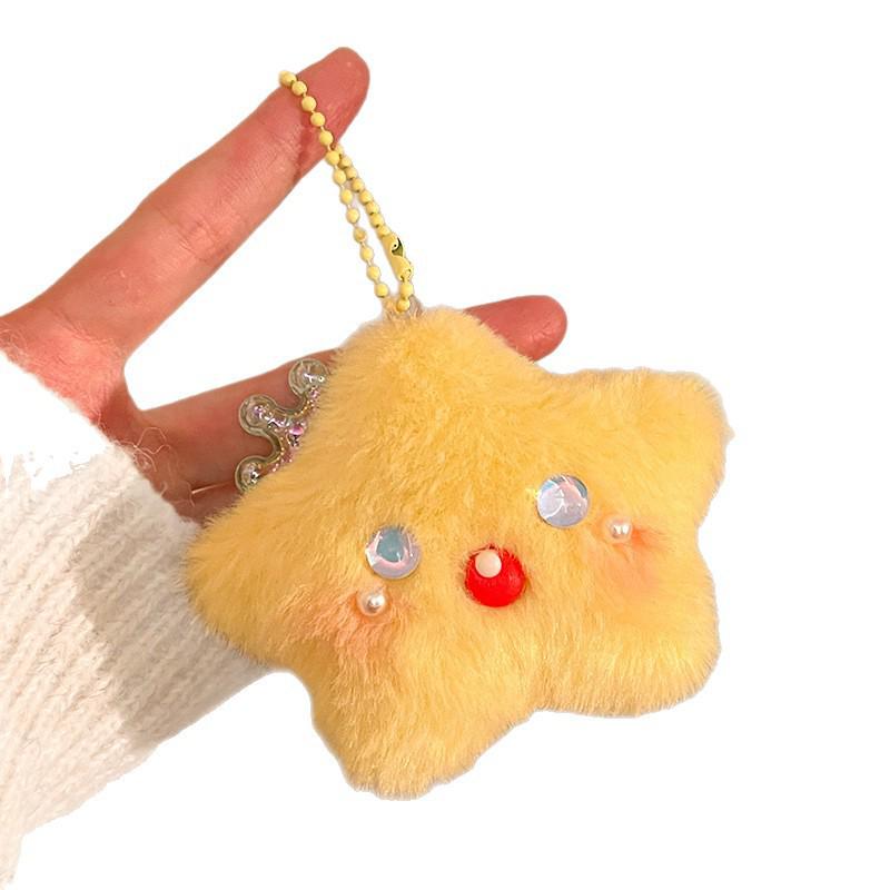 Adorable Plush Star Doll Keychain - Cute Backpack Accessory