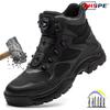 Men's Safety Shoes Rotary Buckle Work Boots Steel Toe  Slip-Resistant Puncture-Proof Work Shoes Lightweight Men's Sneakers