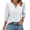 Women's Fashion Casual 3/4 Sleeve Solid Color Shirt Women's V-Neck Tops