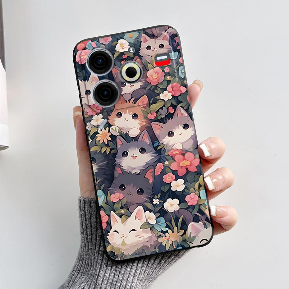 6.78" For Tecno Pova 6 Neo Case Pova6 Neo Back Cover Stylish Pattern Black Silicone Soft Phone Cases For Tecno Pova 6 Neo Fundas