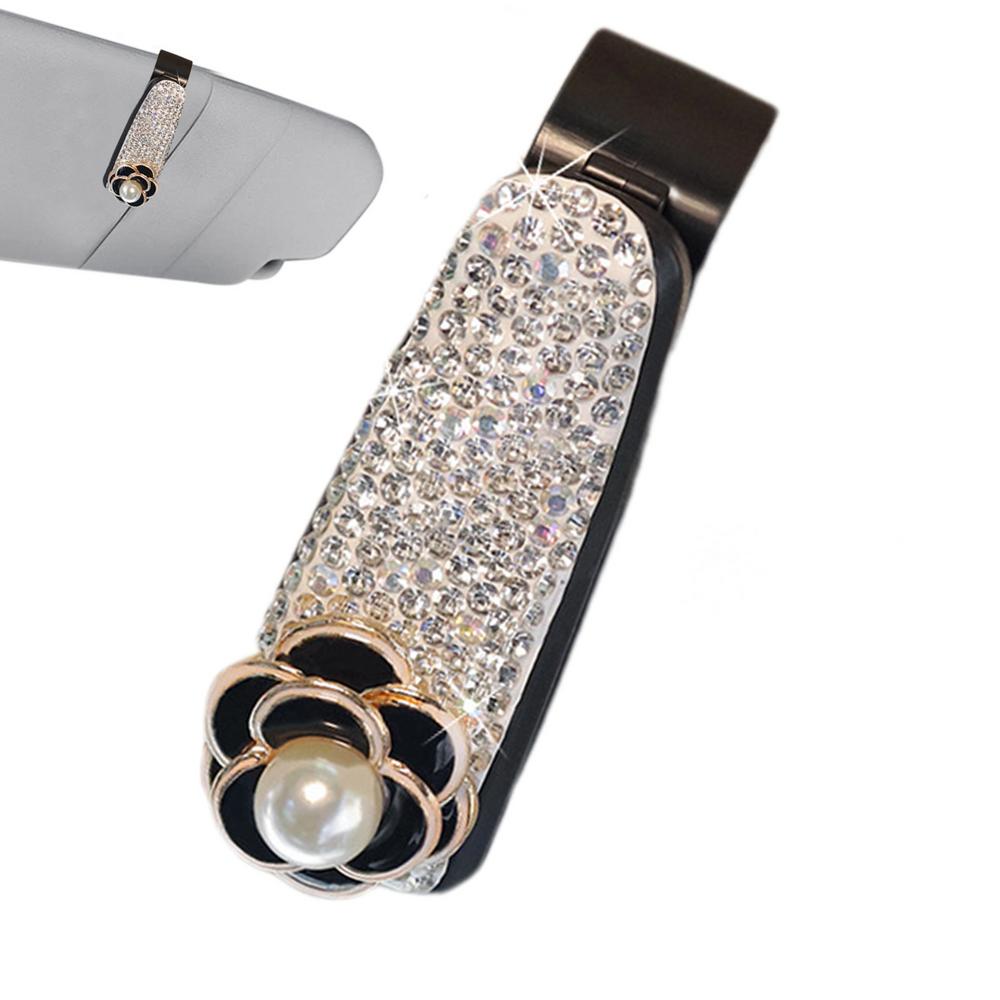 

Держатель для солнцезащитных очков в автомобиль, зажим для солнцезащитных очков со стразами и бантом/камелией, зажим для солнцезащитных очков на козырек автомобиля, держатель для солнцезащитных очков, органайзер для солнцезащитного козырька чёрный