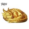Cute Dragon Toy for Collectors 3D Printed Golden Statue, Fantasy Desktop Ornament, Collectible Creative Room Accessory Art Craft Toy, Unique Gift Kids