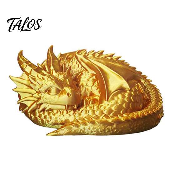 Cute Dragon Toy for Collectors 3D Printed Golden Statue, Fantasy Desktop Ornament, Collectible Creative Room Accessory Art Craft Toy, Unique Gift Kids