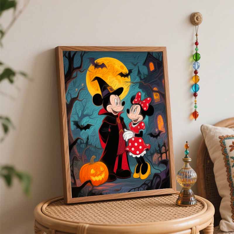 Disney Mickey Minnie Pumpkin Moon Art Kit Handmade Painting Diy Home Decoration