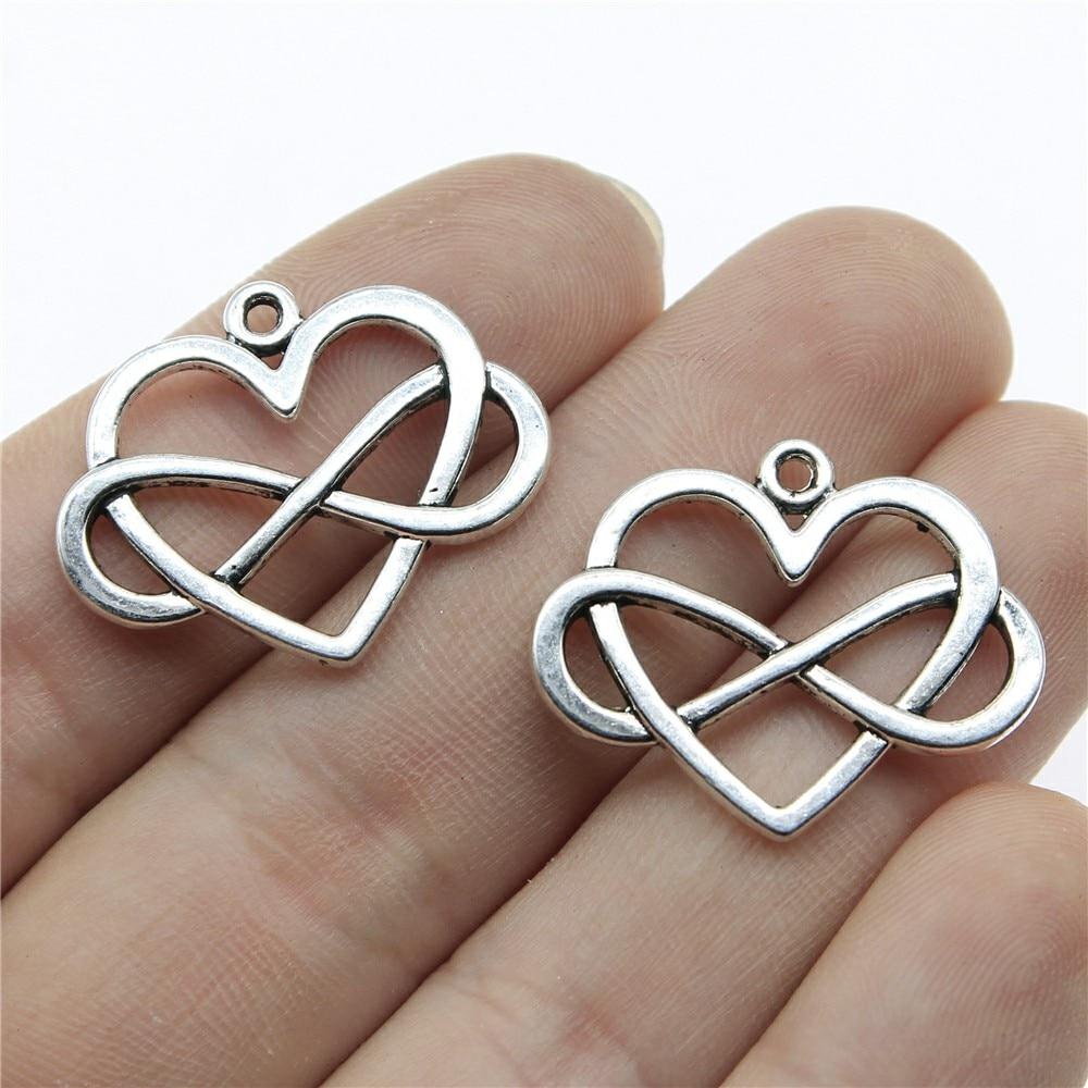 

10 шт. Подвески Сердце Бесконечность Любовь Навсегда 22x27 мм античное серебро Цвет Подвески Изготовление DIY Ручная работа Поиск ювелирных изделий