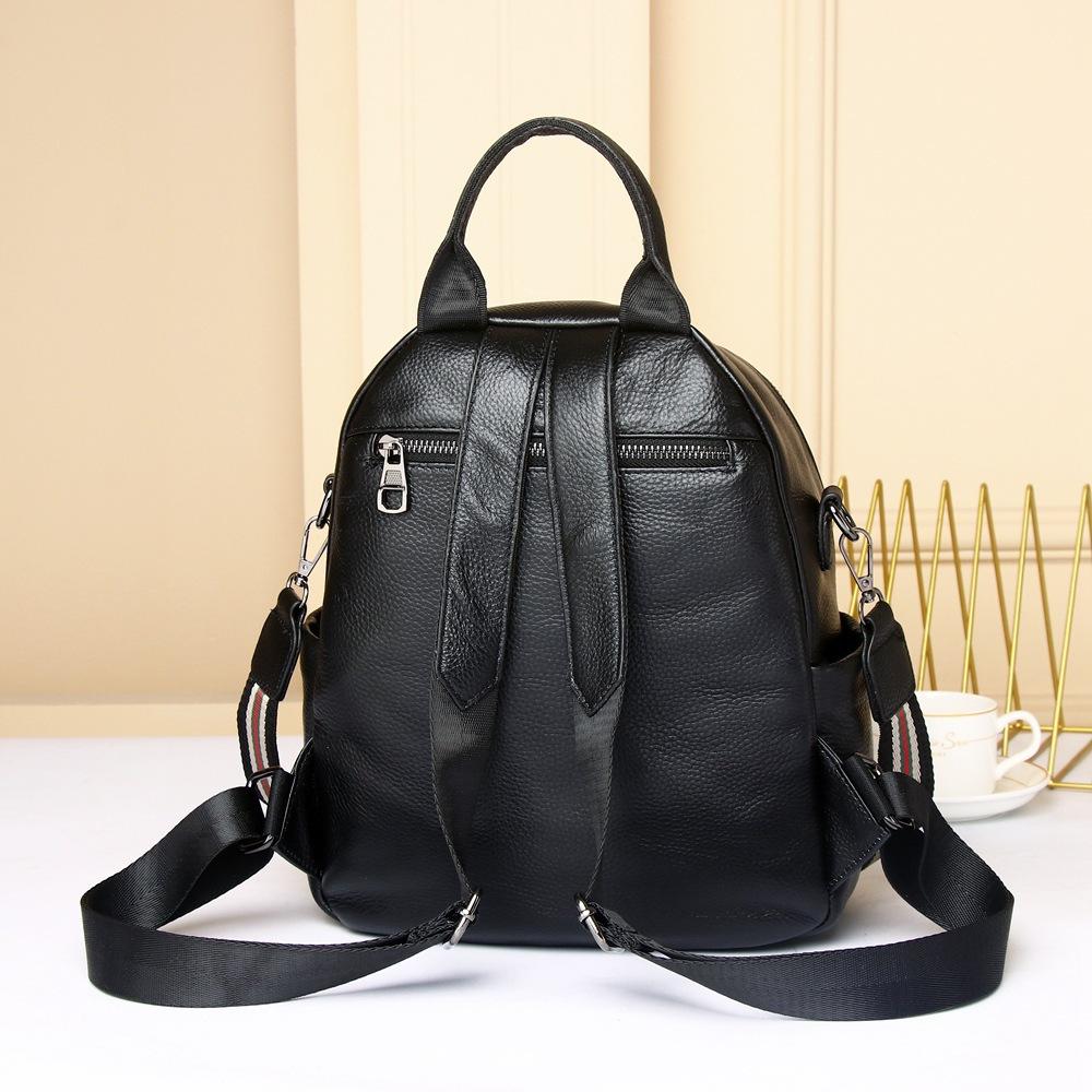 Backpack Fashion First Layer Cowhide Shoulder Backpack Plaid Leather Women'S Bag Soft Leather Large Capacity Single 8157 School Bag