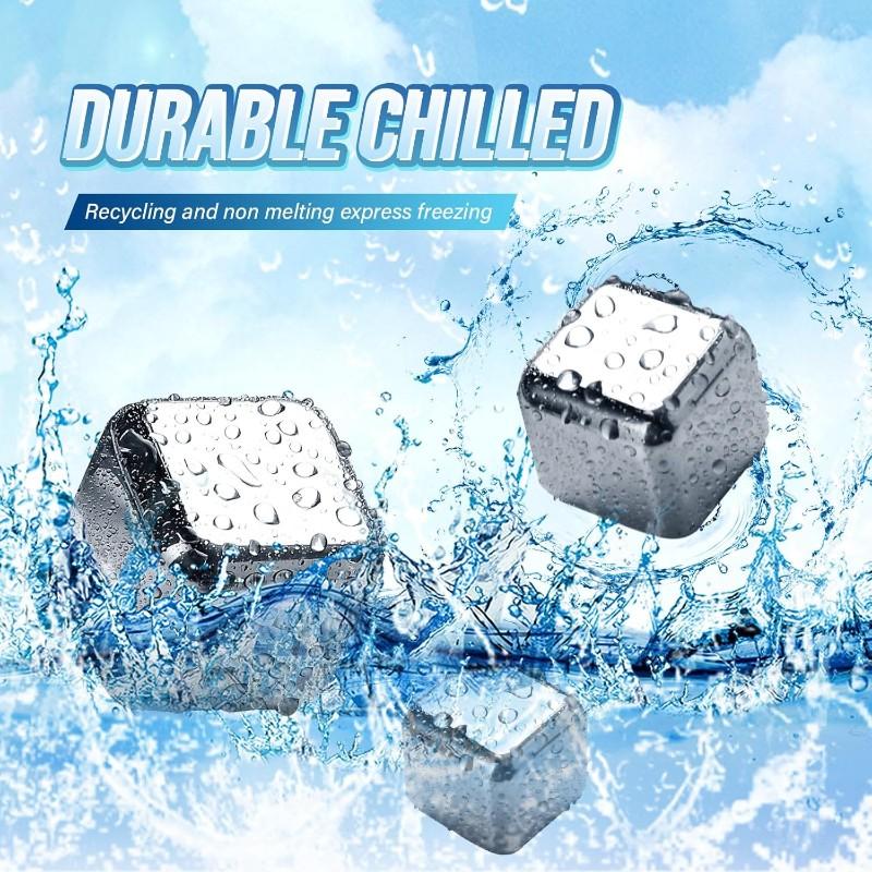 Reusable Stainless Steel Ice Cubes-For Wine, Beverage Juice 12Pack-Metal Whiskey Stones, High Cooling Technology