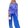 2026 Summer Chiffon Two-Piece Set: Casual Round Neck Print for Women