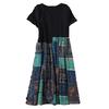 Women Casual  Short Sleeve Long Dress Printed Patchwork A-line Dress