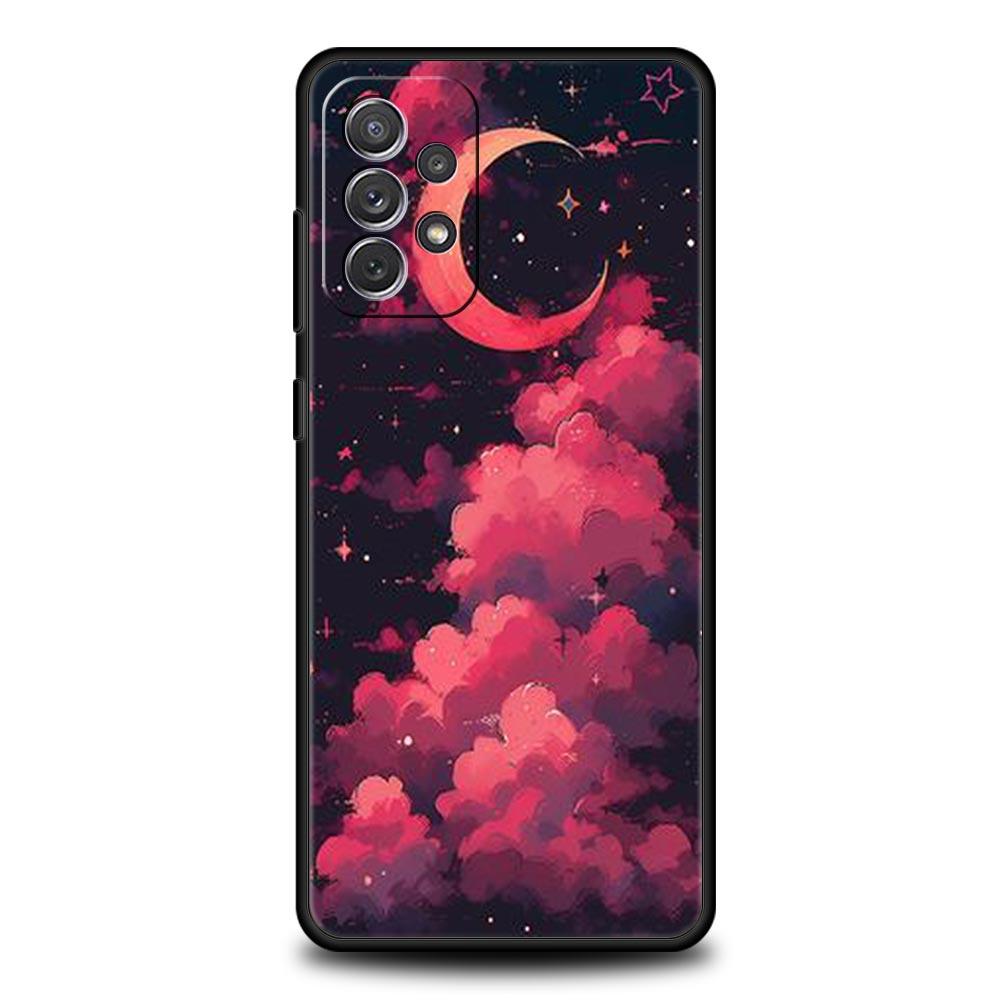 Moon Cloud Comic Style Case for Samsung A57 A37 A51 A71 A21S A17 A11 A15 A25 A41 A23 A33 A53 A73 A07 A05S A13 A35 A55 5G Cover