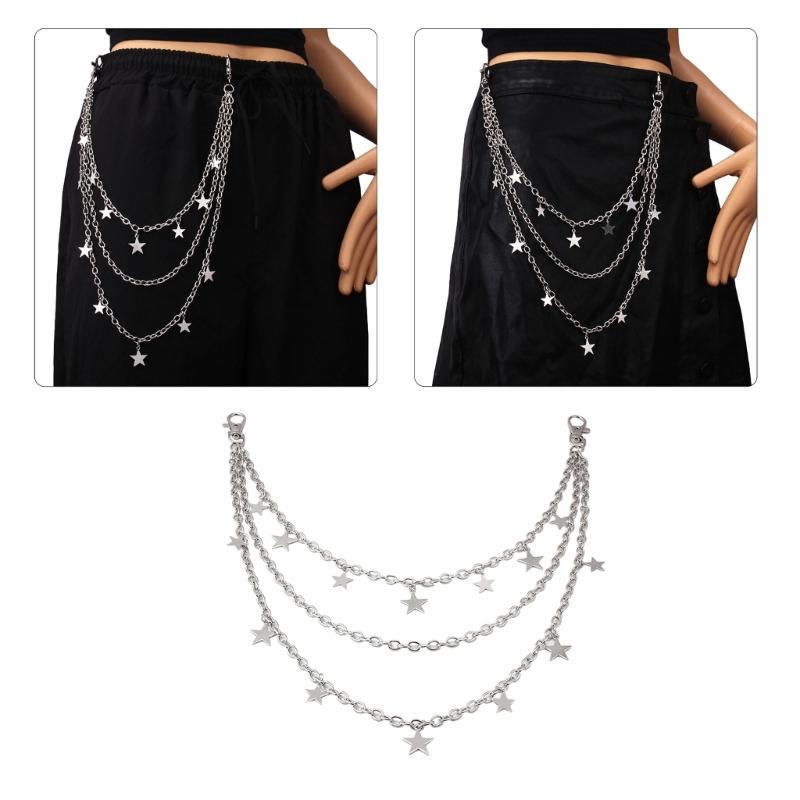 Metal Star Pendant Waist Chain for Women Trousers Chain Waist Decorative Chain Casual Waist Ornaments Girl Birthday Gift