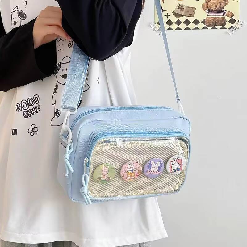 New Cute Mini Ita Shoulder Bag Sweet Girls Transparent Comic Bag Phone Small Crossbody Bag DIY Display Doll Badge Handbag Purses