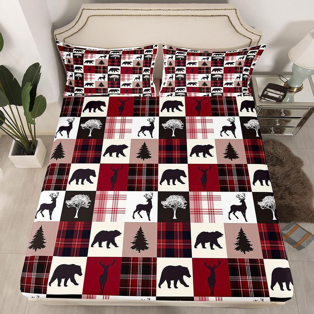 Cartoon Bone Pattern Bed Hat Three-Piece Digital Printing Bedding Bed Hat Three-Piece Set Children And Adults