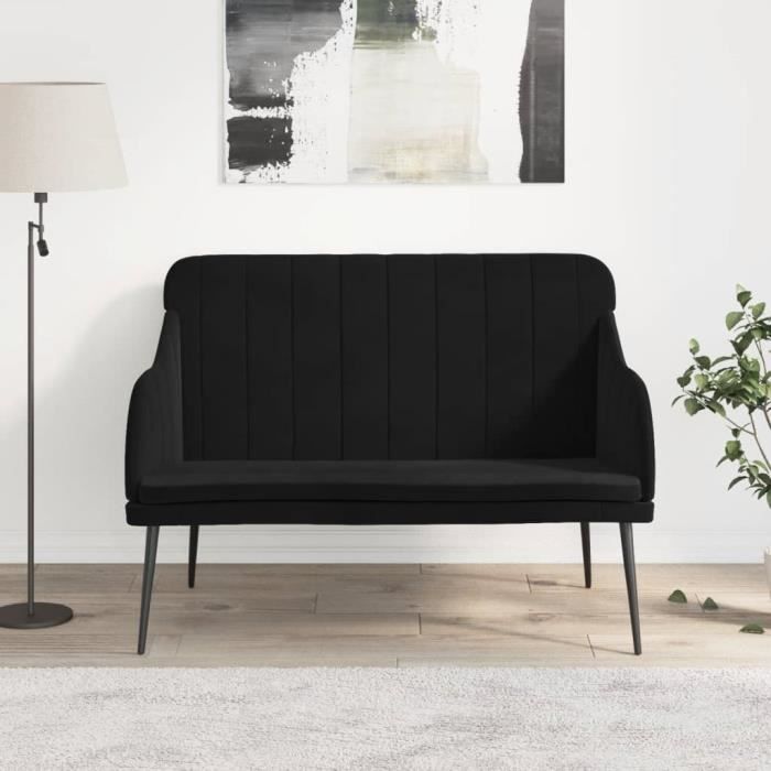 351469 vidaXL Black Bench 110x76x80 Cm Velvet
