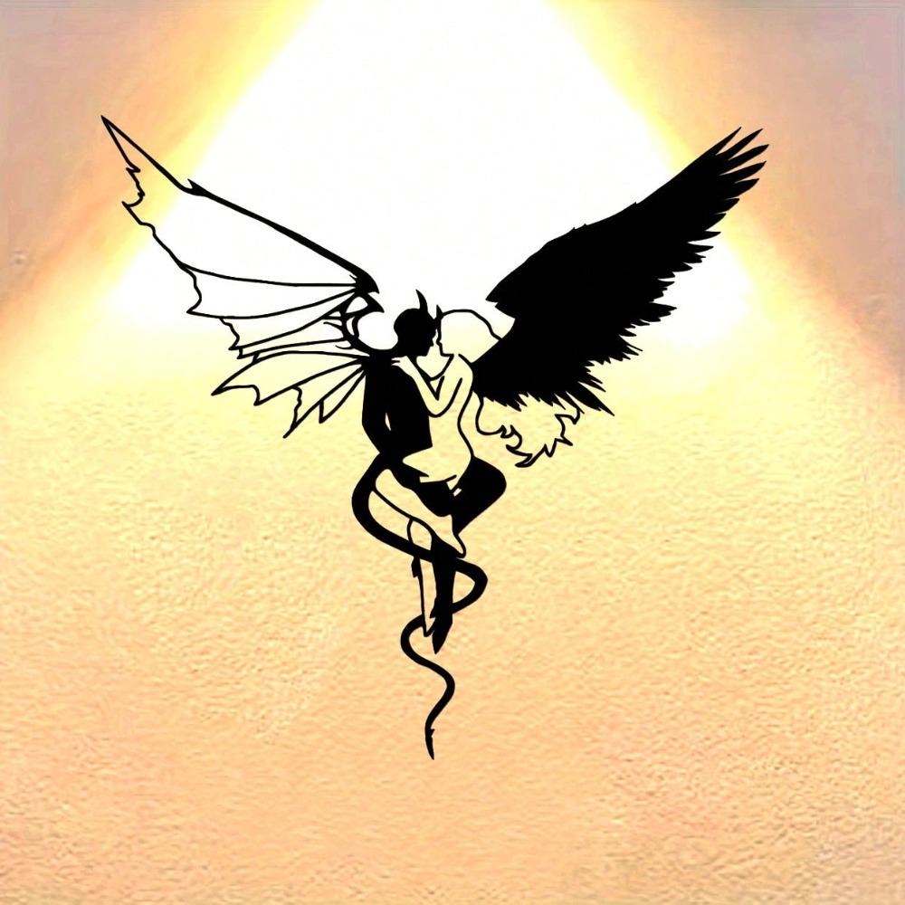 Wrought Iron Angel Devil Wall Decor Minimalist Home Art