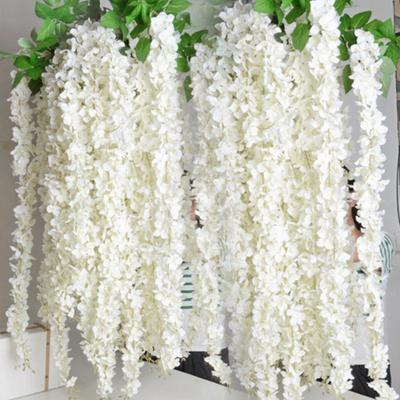 Yousheng 20/40 Stück 30CM Künstliche Glyzinienblüten-Girlande UV-beständig Zuhause Hochzeit Party Kunstblumengirlande Innen Außen Hängend Weiß Künstliche Blüte