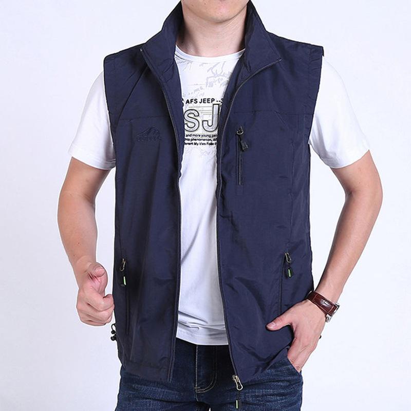 Vest Men's Outdoor Leisure Spring and Autumn Fishing Vest Stand-up Collar Quick-drying Vest Jacket