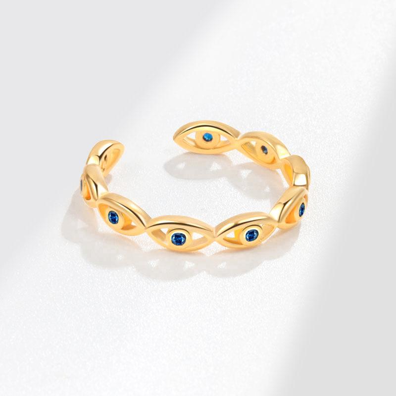 Evil Eye Open Ring For Women Luxury Zircon Minimalist Pinky Ring Chic Niche Design Jewelry