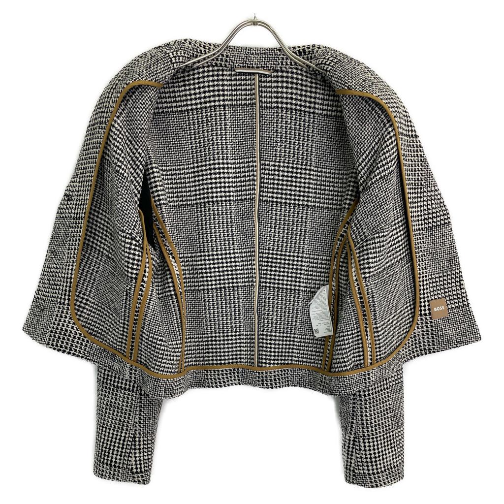 BOSS Grey Glen Check Gold Button Tweet Cropped Jacket Jacket 40 grayUsed