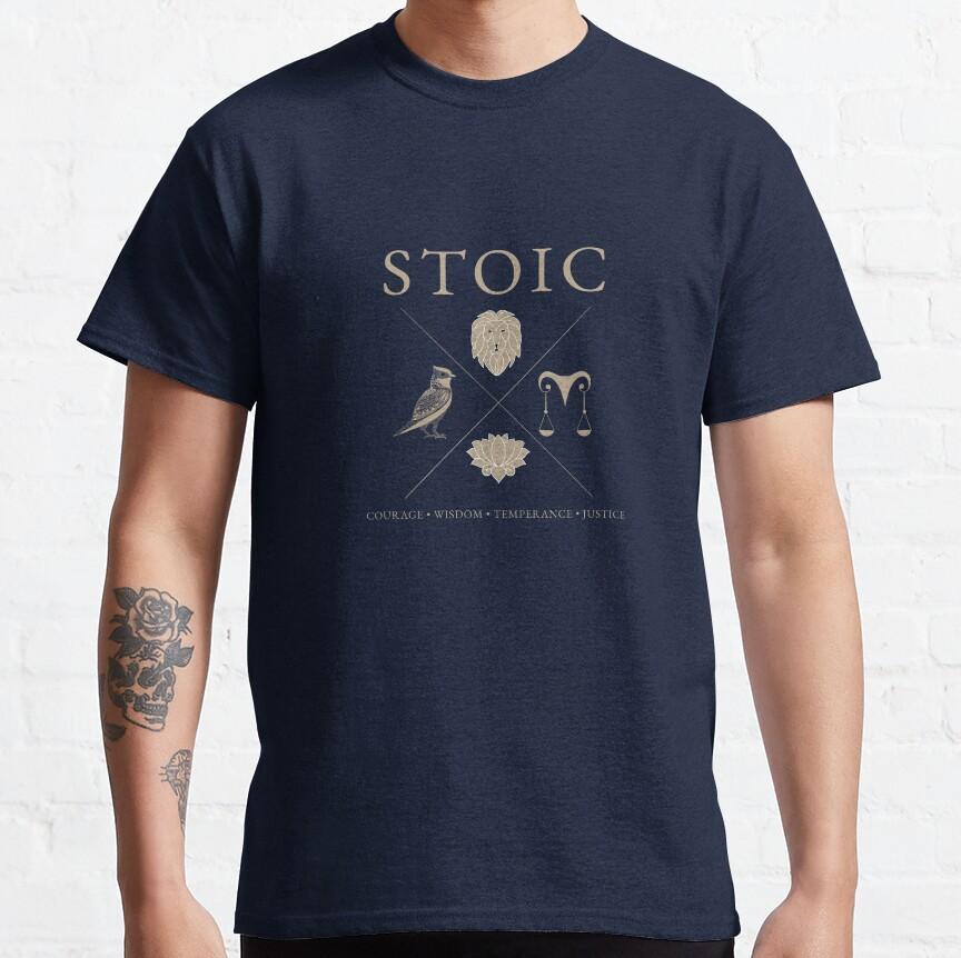 Stoizismus, stoische Tugenden, Mut, Weisheit, Mäßigung und Gerechtigkeit Stoizismus Team Stoischer Humor Grafik T-Shirts Übergrößen Oberteile