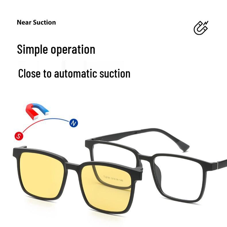 2204TR90 Large Frame Magnetic Clip-On Polarized Sunglasses with Night Vision for Men and Women