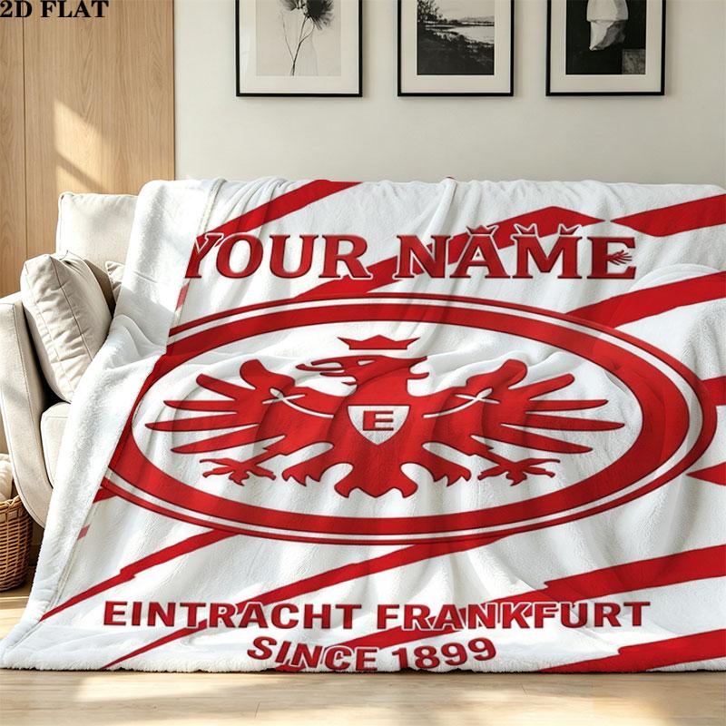 1PC Eintracht Frankfurt Custom Name Patterned Flannel Blanket Suitable For All Seasons for Home Decor Warmth and Comfort Gifts Holiday Present