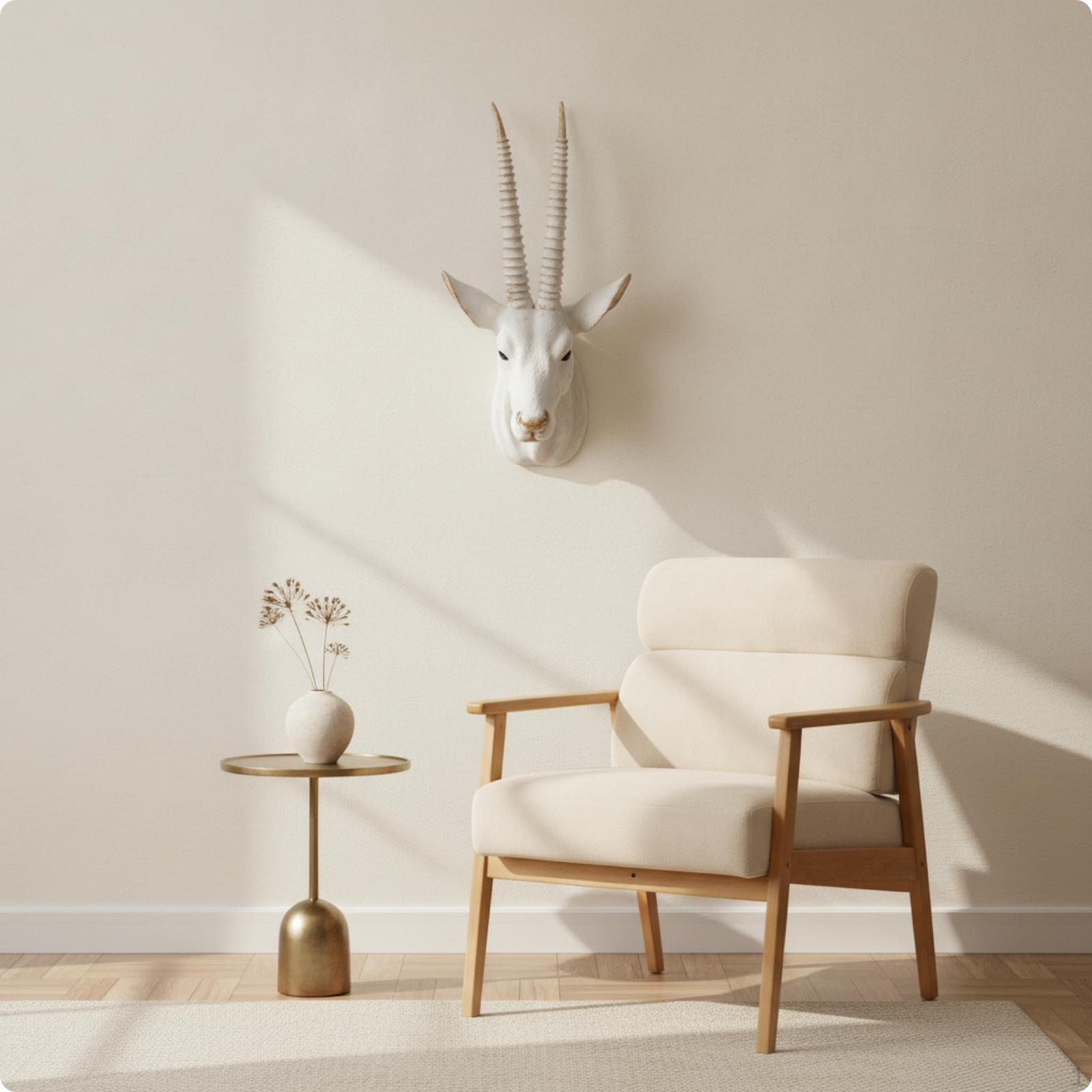 Faux Antelope Head Wall Decor Sculpture HandPainted Textured for Living