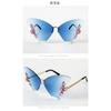 Luxury Butterfly Sunglasses Women Brand Y2k Vintage Rimless Oversized Sun Glasses Ladies Eyewear Gafas De Sol Gothic