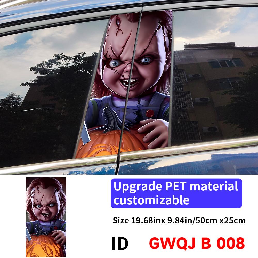 Horror Ghost Doll Car Sticker Auto B-pillar Car Center Column Decor Cover Scratches Waterproof Sunscreen Vinyl Decal Accessories