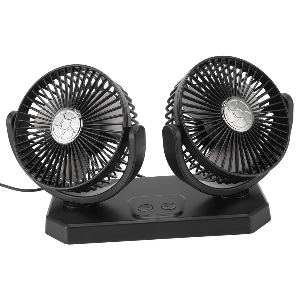 12V Double Head Electric Fan Double Control 3 Gears Strong Wind USB Charging Car Cooling Fan for