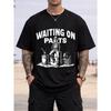 European Sizes Skeleton Mechanic Waiting On Parts Graphic Mens Crewneck T-Shirt Loose Fit Fashionable And Versatile