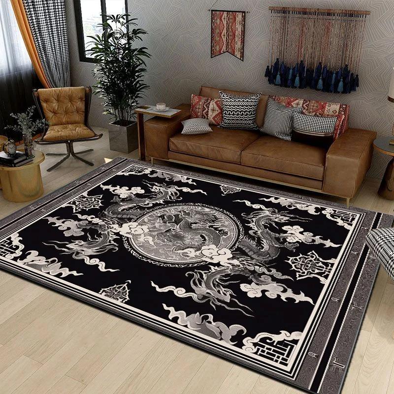 Dragon Pattern Luxury Carpet Anti -slip Mechanical Washable Rugs for Living Room Area Rug Door Mat Bedroom Decor Birthday Gift