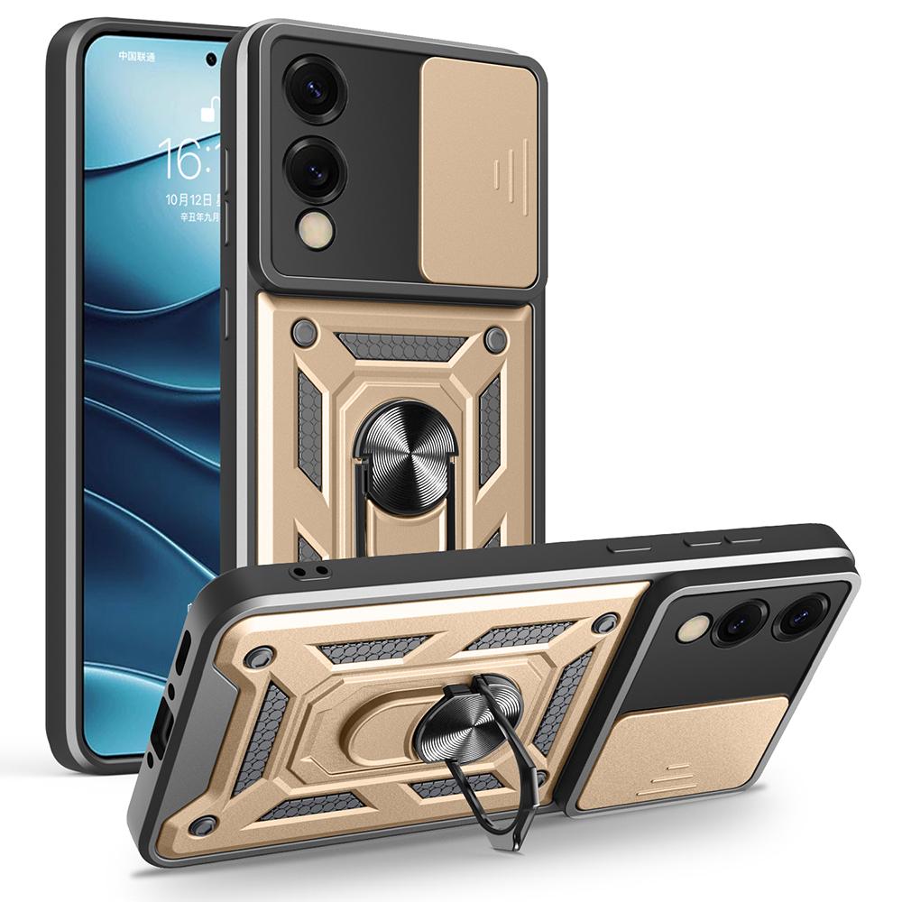 AMORUS For Samsung Galaxy S25 Edge Case Kickstand PC+TPU Phone Cover with Camera Lens Slider