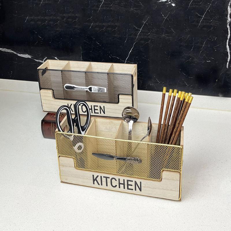 Scatola porta coltelli e forchette in legno stile europeo Scaffale per utensili da cucina Scatola porta coltelli, forchette, cucchiai e bacchette stile occidentale