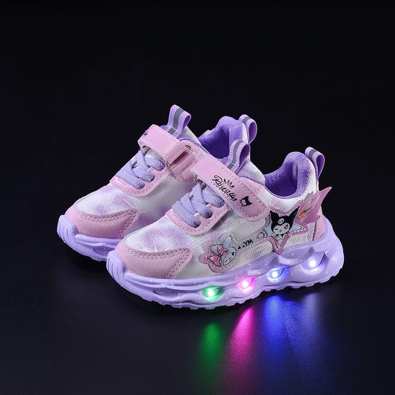 Coulomi Girls’ Lighted Waterproof Leather Running Shoes - Autumn/Winter 2024