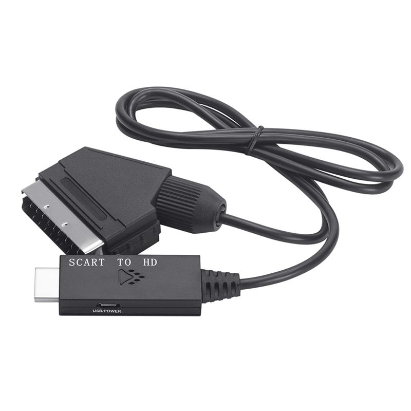 ABUO-Scart To -Compatible HD 1080P Video Converter Adapter, Male To Female For HDTV, DVD, PC, 1M Cable