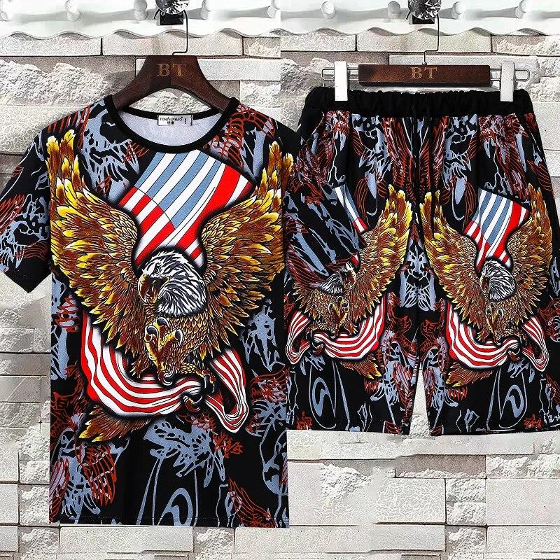 

Комплекты футболок Wolf King, летняя футболка с 3d принтом волка, спортивные костюмы, модный комплект из 2 предметов, мужские футболки, мужская футболка, шорты, комплект мужск... 6XL